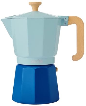 La Cafetière Espresso Pot 6 Cup Sky Blue Colour Two Tone, Made From Aluminium, Compatible With Gas, Electric, Ceramic Hobs, Traditional Italian Espresso Pots, Easy-To-Clean, Handwash Only, 290ml