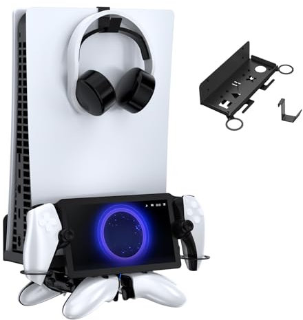 AriKroii for PS5 Wall Mount Bracket Shelf Set,for PS5 Slim Wall Mount with Detachable Controller Holder,for PS5 Slim Wall Mount Accessories,Compatible with PlayStation 5 Slim Digital/Disc Edition