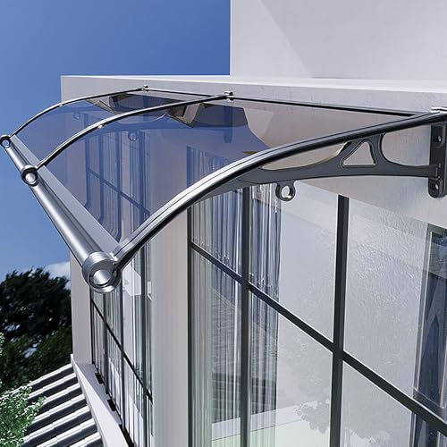Marquise De Porte D’Entrée Moderne, Auvent De Terrasse En Polycarbonate Avec Support En Aluminium, Auvent Marquise Avec Évier De Guidage, Pour Garage, Balcon, FenêTre, Maison(W60xL80cm/23.6x31.5in)