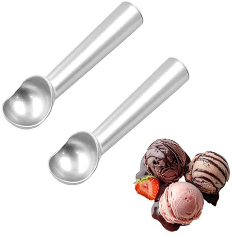 2 Pack Ice Cream Scoop, 7 Inch Non-Stick Anti-Freeze Aluminum Scooper Spoon, Heavy Duty Cookie Dough Scoop for Gelato, Sorbet, Mashed Potatoes, Easy Clean.