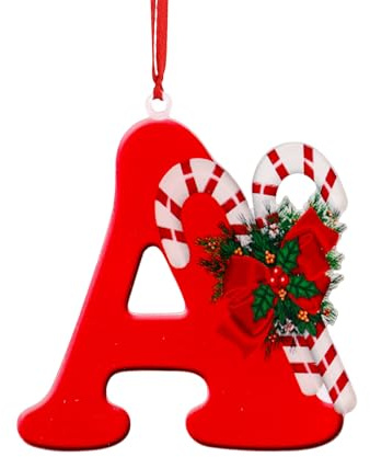 Weihnachtsbaumschmuck Buchstaben, 26 Buchstaben Personalisierter Weihnachtsbaumschmuck Hängender Anhänger für Partys Zuhause Basteln Dekorationsbedarf (A)