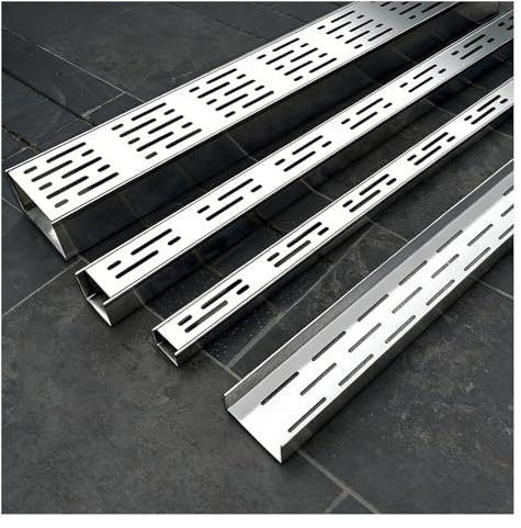 FENGZEQUAN Schlankes Kanal-Abfluss-Set für den Außenbereich, Graben-Entwässerungssysteme für den Hof, die Terrasse, die Einfahrt und die Garage, Entwässerungsgraben(H5*W4CM/H1.97*W1.57IN)