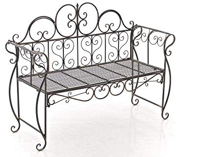 DELUKE Gartenbank LENAR Metall Bronze 128x46x94 cm | Metallbank Garten 2 Seitzer Bank Terrasse Vintage Antik Gartenbank