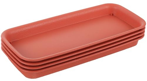 Alasum Bandejas de Plástico para Macetas Rectangular, 4 Piezas, Platillos para Macetas Que Mantienen Limpio el Área y Previenen el Agua y Tierra en Interiores