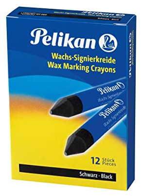 Pelikan 701060 - Wachs-Signierkreide für Glatte Untergründe Schachtel mit 12 Stück, schwarz