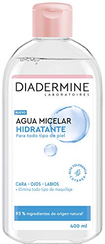 Diadermine - Feuchtigkeitsspendendes Mizellenwasser, 400 ml, Formel mit Aloe Vera, entfernt sanft Make-up von Gesicht und Augen, saubere, gereinigte und hydratisierte Haut