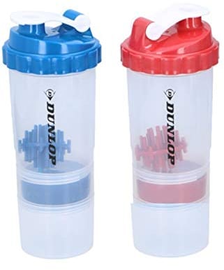 SET OF 2 PROTEIN SHAKER WITH POWDER STORAGE COMPARTMENT 350ML SPORTS –GYM BOTTLE