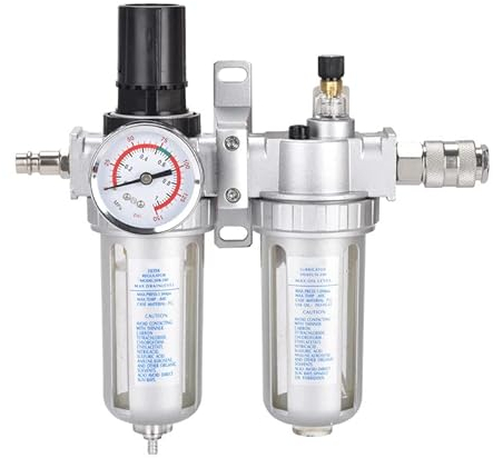 Filtro Regolatore Aria 1/4 '' Filtro Pressione Aria Compressa in Alluminio Filtro Acqua Separatore Trappola Olio 1MPA Filtro Anti-umidità