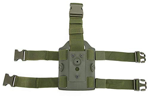 LEJUNJIE Taktisches Drop-Leg-Gun-Holster für Paintball, Militärspiele, Jagd, Schießen, Training und Rollenspiele - Verstellbarer Schultergurt - Hochwertiges Nylon - Beidhändig - OD
