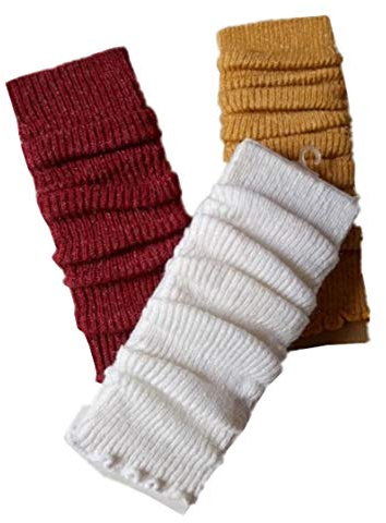 Lucky staryuan ® 3Pairs Kids Girl's Leg Warmers Thick Warm Arm Boot Leg Warmer for Cold Winter (White Yellow and Wine Red)