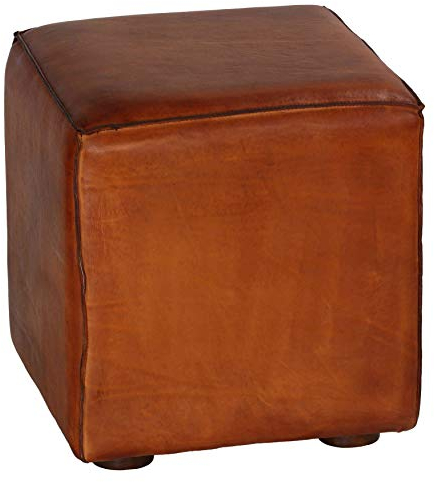 Bare Decor Sands Ottomane aus Leder, 47 cm hoch, Braun