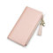 Damen-Geldbörse, niedlich, elegant, lang, schmal, Kartenhalter, minimalistisch, Münzbörse, dünne Quasten, Reißverschluss, Clutch, Geldbörse für Mädchen und Damen, Pink, L, Minimalistisch