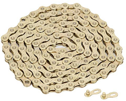 Alomejor Mountain Bike Chain with PowerLink Chain Connector for 10 Speed Adjustable Road Replace(gold)