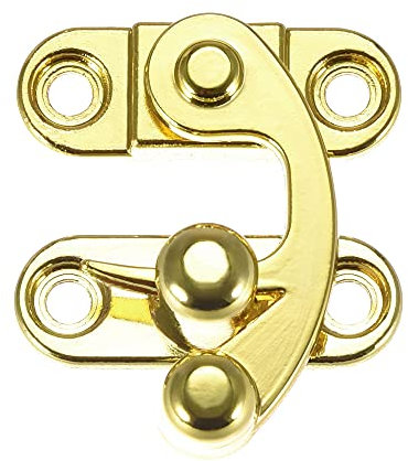 sourcing map Antique Vintage Lock Clasp Right Latch Hook Hasp 33mmx28mm Swing Arm Latch Gold Tone 2 Pcs