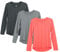 icyzone Damen Sport Shirt Langarm 3er Pack Atmungsaktive Laufshirt Funktionsshirt für Gym Fitness (Black Melange/Charcoal/Coral, M)