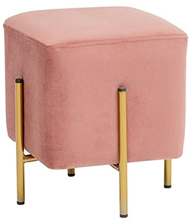 Pouf Quadrato in Velluto Rosa Cipria con Zampine Dorate Montemaggi