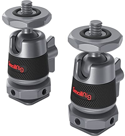 SMALLRIG mini Ball Head (2er-Pack) mit 1/4-Schraube und Abnehmbarer Schuhhalterung, 360 Grad drehbarer Aluminium-Stativkopf für Kamerastative, Einbeinstative, Camcorder, max. Belastung 1,5kg - 2948B