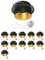 ledscom.de 12 Stück Deckeneinbaurahmen KRON, rund, schwarz/gold matt (GU10/MR16/GU5,3/50mm) inkl. GU10 Fassung
