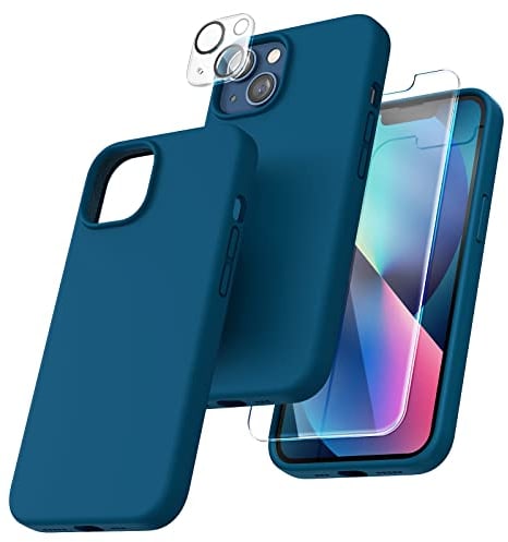 TOCOL Silicone for iPhone 13 Case 6.1-Inch, Liquid Silicone Multi-Color Slim Silky-Soft Touch Anti-Scratch Shockproof Protective Phone Cover, Midnight Blue