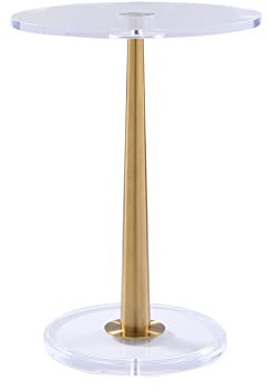 MEETLAKE Transparenter Acryltisch mit kegelförmiger Metallstange (klein, gebürstetes Gold)