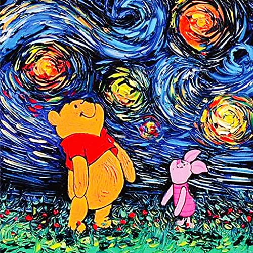 POENOEN Winnie The Pooh Diamond Painting Set für Kinder DIY 5D Volle Bilder Diamant Malerei Kits für Erwachsene Runder Steine Diamant Painting für Heim Dekor Weihnachten 30x30cm