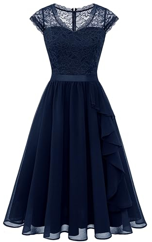 Wedtrend Kleid Damen Elegant Cocktailkleid Damen Elegant für Hochzeit Elegantes Kleid Damen Festlich WT0212 Navy S
