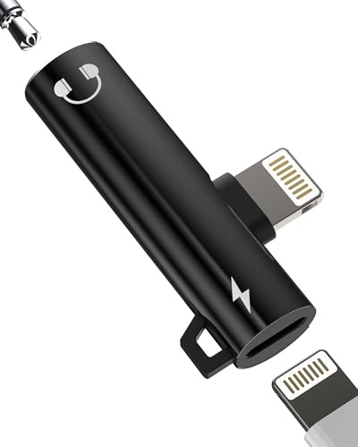 Adattatore Lightning a 3.5mm Cuffie Jack(2in1)per Iphone 14 Pro Max per Apple Mfi Certified Aux Audio Caricatore Cavo Sdoppiatore per Ipad Ricarica Cavetto Dongle Lighting Headphone Adapter Accessori