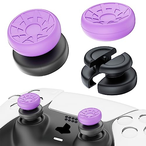 PlayRealm Lot de 2 rallonges de joystick et poignée en silicone pour manette de PS5 et PS4 (violet turbo)
