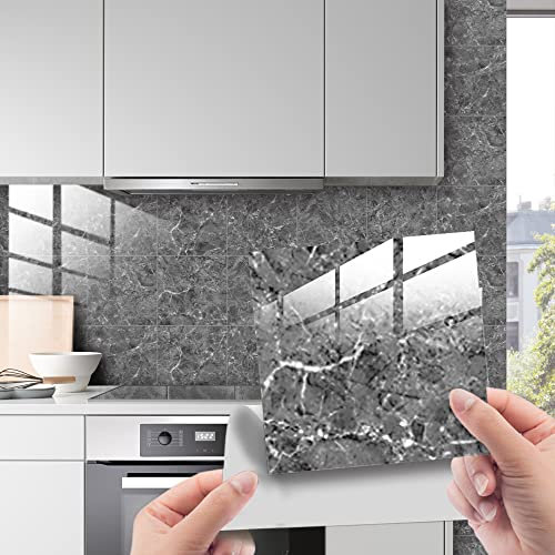 HORIWE Adesivi per piastrelle di marmorizzazione, 20 x 20 cm, 20 pezzi, in PVC, autoadesivi, impermeabili, per cucina, armadio, mobili, tavolo