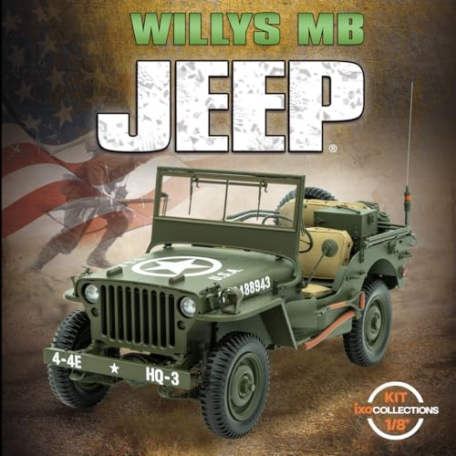 IXO Collections 1:8 IXO US Jeep Willys 4x4 - Modellbau, Standmodellbau, hochwertiger Bausatz, Modellbausatz