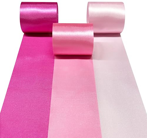 60m Heißes Rosa Satinband 50 mm Breit Rosa Stoffbänder Große Seidensatin-Luftschlangen zum Aufhängen für Geschenkverpackungen Bastelarbeiten DIY Nähen Haarschleife Hochzeit Stuhl Party Hintergrund
