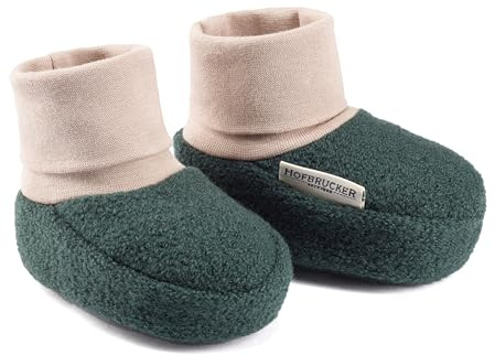 Hofbrucker Wollwalk Baby Schuh aus 100% Merinowolle, Ideal für die Babytrage, Anti-Rutsch Krabbel Babyschuh (Waldgrün, EU Schuhgrößensystem, Baby, Numerisch (von/bis), M, 20, 21)