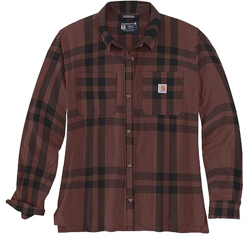 Carhartt Damen 105989 Rugged Flex® Loose Fit Midweight Flanne, Sable Heather, Mittel