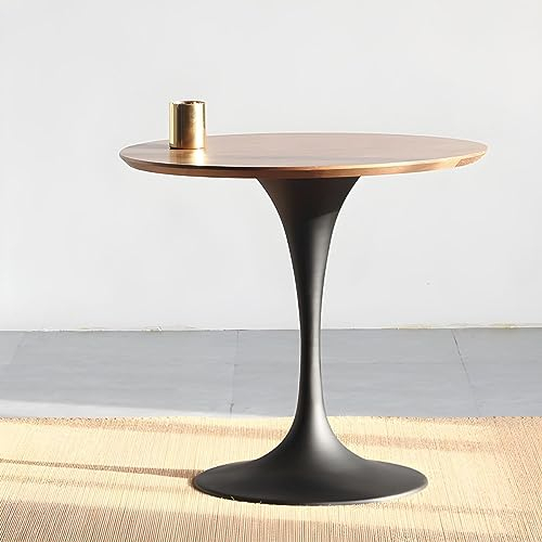 NICOKI Simplicity Runder Esstisch, 70,1 cm breit, schwarzer Holztisch, kleiner Esstisch für Küche, Esszimmer, Wohnzimmer, dunkelbrauner Couchtisch mit Holzakzenten, für kleine Räume, Büro