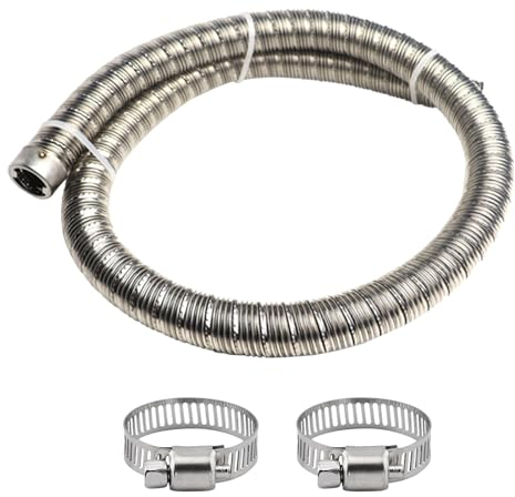 ALI2 Auspuffschlauch für Generator - 60CM Doppelschicht Auspuffschlauch Zusatzheizung Auspuff Edelstahl Auspuff Schalldämpfer - Auto Auspuffrohr mit zwei Edelstahlschellen für Dieselheizung