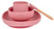 Althea Living - Vajilla bebé silicona orgánica - 4 piezas - Plato cuadrado y cuenco con ventosa, vaso de aprendizaje y cuchara con mango de bambú (Rosa profundo)
