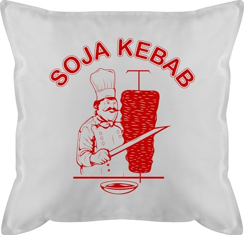 Shirtracer Kissen 50x50 - Karneval & Fasching - Soja Kebab Logo Vegan Vegetarisch - 50 x 50 cm - Weiß - Fasching- döner Carnevale Doner Karnevals kebap Faschings doener Verkleidet dönerspies Carnival