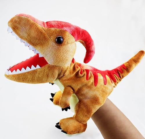 LOMTRATS Dinosaurier-Handpuppen für Kinder, Kleinkind enthält Triceratops und Tyrannosaurus Rex mit beweglichen offenen Mündern, perfekt zum Geschichtenerzählen,Geburtstagsgeschenke