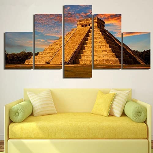 Kunstdrucke Auf Leinwand 5 Stück Leinwand Wandkunst Pyramidenlandschaft Bild Home Dekoration Wohnzimmer Schlafzimmer Leinwand Gemälde Auf Leinwand Zimmer Kunstwerk Leinwand Gemälde (Xl/Mi -6U5V+I5K4
