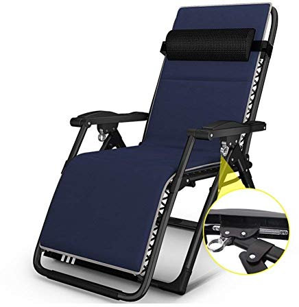 Terrassenstühle, Liegende Schwerelosigkeits-Chaiselounges, Outdoor-Garten-Schaukel-Liegestuhl Für Strandcamping Mit Kissen, Unterstützt 200 Kg (Farbe: Blau)