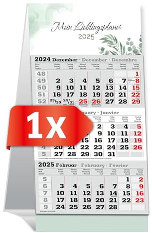 PRIMUS PRINT Tischaufstellkalender 2025 – 3-Monats-Tischkalender zum Aufstellen – Schreibtischkalender, Stehkalender – 95x194mm, 70g Naturpapier, Inklusive Datumsschieber, Verschiedene Ausführungen