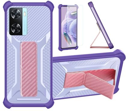 bojioderf Coque pour OnePlus Nord N20 SE Coque Étui Case Cover Hybride [avec Protection d'écran en Verre trempé] [Support magnétique Pliable] [givré résistant aux Empreintes digitales] Violet
