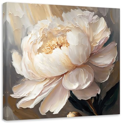 Feeby - Vlies - Leinwand Bilder - Vintage Blumen - 80x80 cm - Deko Wohnzimmer - Wandbilder Schlafzimmer - Deko Aesthetic - Wand Deko - Leinwand Groß - Deko Zimmer - Leinwandbilder XXL