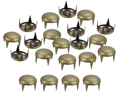 sourcing map 160Pcs Bronze Round Dome Rivets, 10mm Brass Spike Studs Spots Punk Rock Nailheads Claw Beads for DIY Clothes Belt Bag Shoes Bracelet Leather Craft