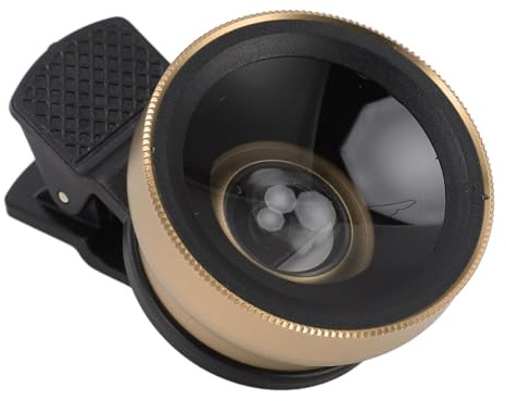 2 in 1 Phone Camera Lens, Wide Angle Lens 0.45X and 12.5X Macro Lens with Universal Clip, Professional Photography Kit for Smartphone Tablet (Gold)