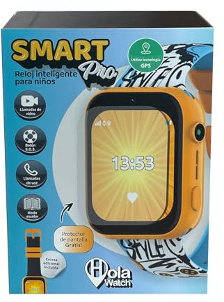 Cefa Toys - Reloj Inteligente Holawatch Smart Pro Black GPS, Entretenimiento y Seguridad con 4G LBS/WIFI, GPS, Tarjeta SIM, Cámara, Juegos, Llamadas, Videollamadas, Correa Extra, Protector de Pantalla