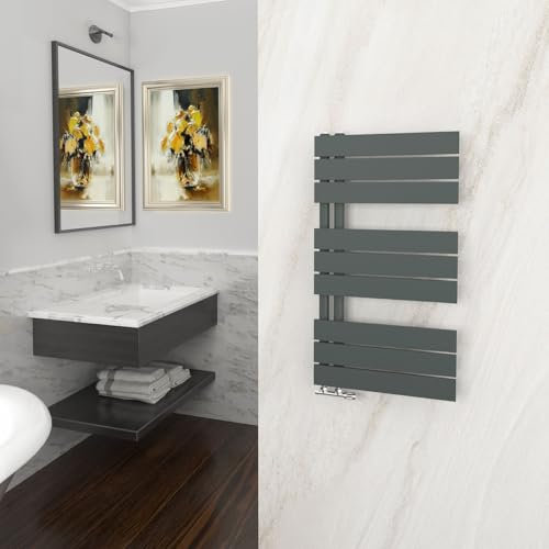 GY Bath Badheizkörper 845x450mm, Anthrazit Handtuchhalter Heizkörper Flach, Handtuchheizkörper Seitenanschluss Handtuchwärmer Handtuchtrockner 389W