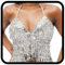 Flovel Glitzerndes Pailletten Top Silvester mit Quaste Bauchtanz NeujahrBH Rave Outfits Glitzer Party Tanktop Festival Crop Top Kostüm für Frauen (DE/NL/SE/PL, Einheitsgröße, Regular, Regular, Silber)