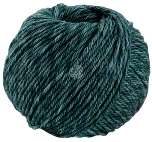 LANA GROSSA Vintage Chunky | Merinoklassiker mit Ton in Ton Farbeffekt | Handstrickgarn aus 100% Schurwolle (Merino) | 50g Wolle zum Stricken & Häkeln | 80m Garn FB 4 Petrol/Dunkeljeans