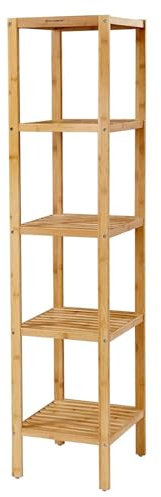 Hoppa! - Bambus-Aufbewahrungsregal - 5 Regalböden - Naturfarbe - 33x33x146 cm